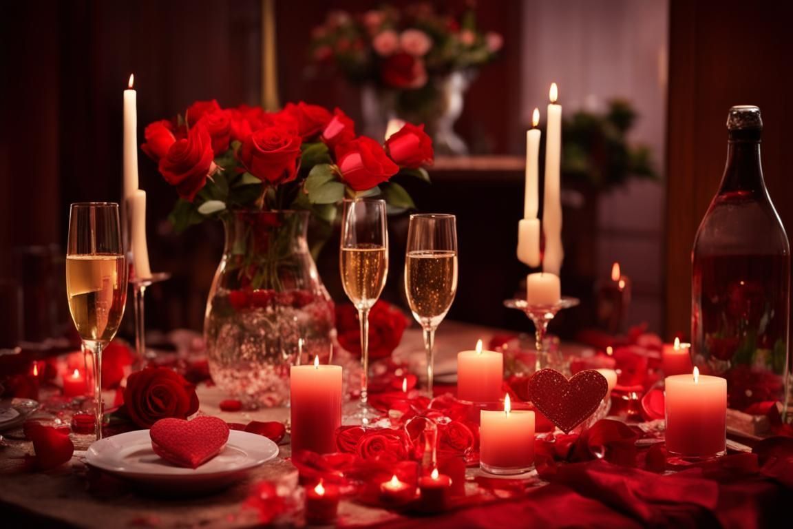 Красивый стол ко Дню святого Валентина дома