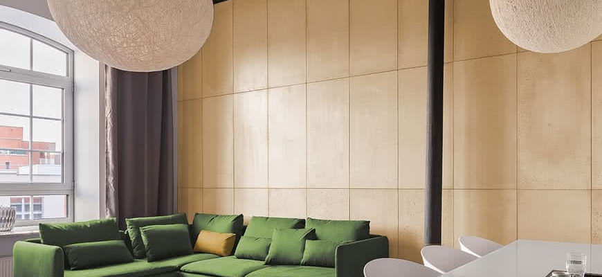 Гостиная минималистический стиль зеленый диван