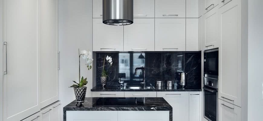 Черный и белый цвет в дизайне кухни