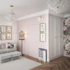 Cеро-розовая детская комната, современный стиль, пудровый цвет