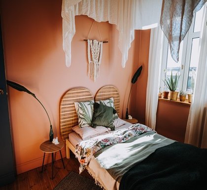 Спальня, эклектический стиль модные цвета