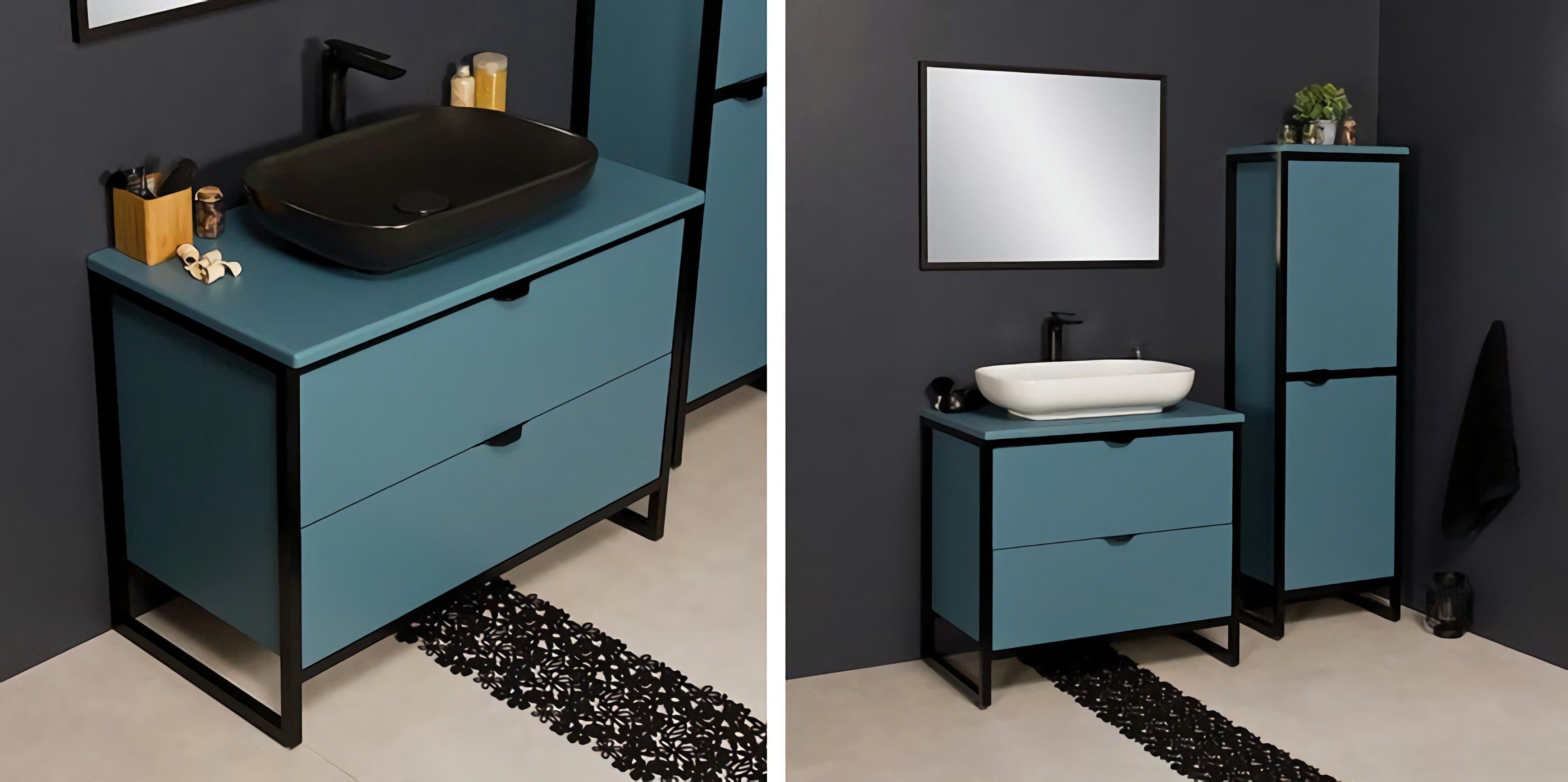 синяя ванная, современная ванная, современная мебель для ванных комнат