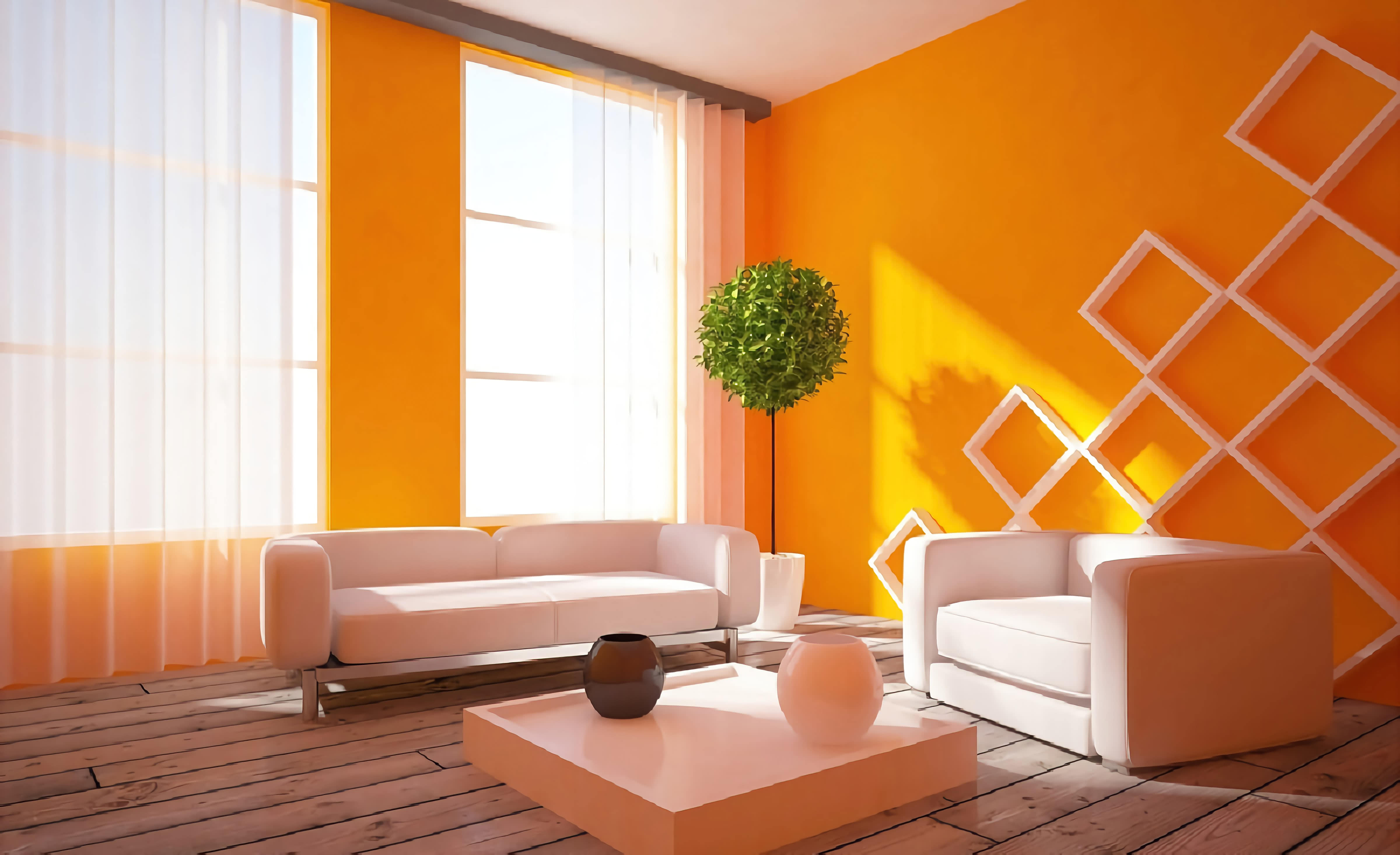 Комната в оранжевом цвете