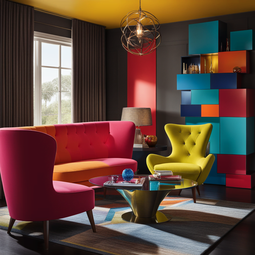 accent furniture featuring unconventional shapes bursts of bright colors in an interior setting 1