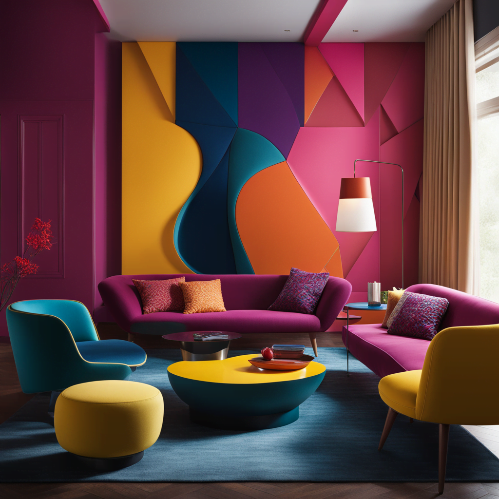 accent furniture featuring unconventional shapes bursts of bright colors in an interior setting 2