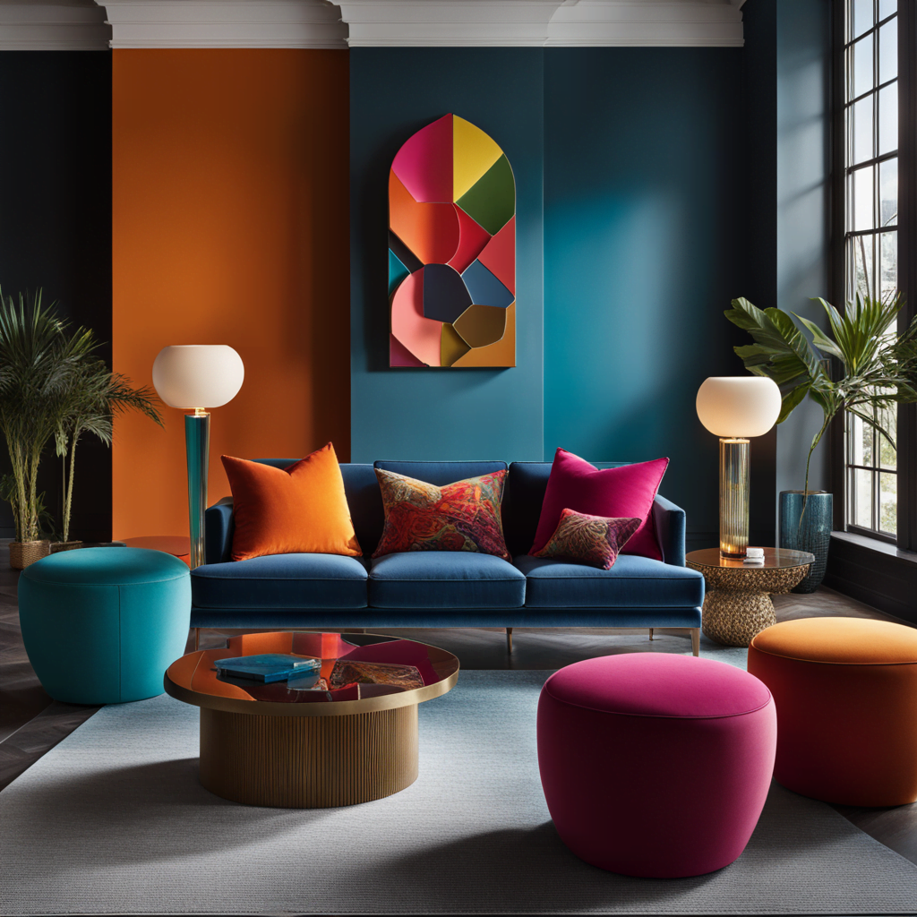 accent furniture featuring unconventional shapes bursts of bright colors in an interior setting 3