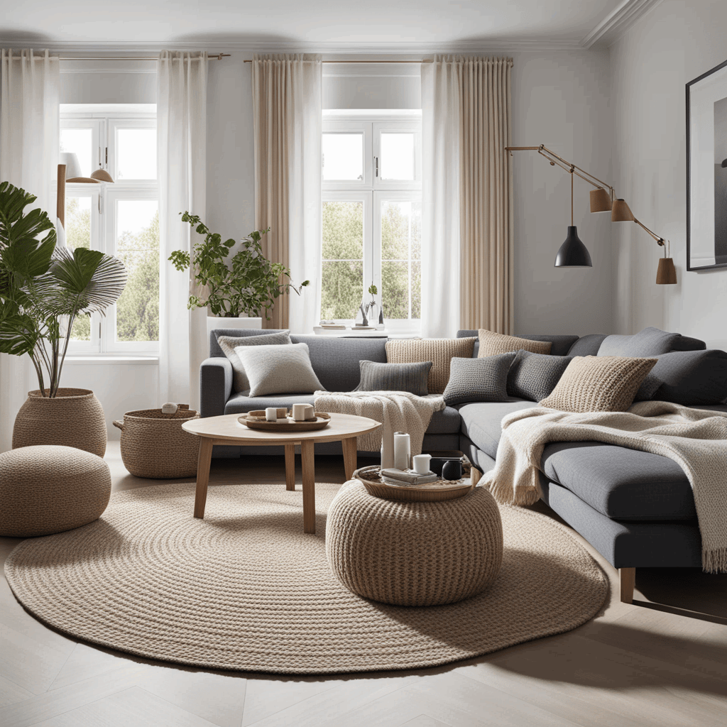 scandinavian interior featuring textile accessories such as plaids woolen pillows knitted baskets 2