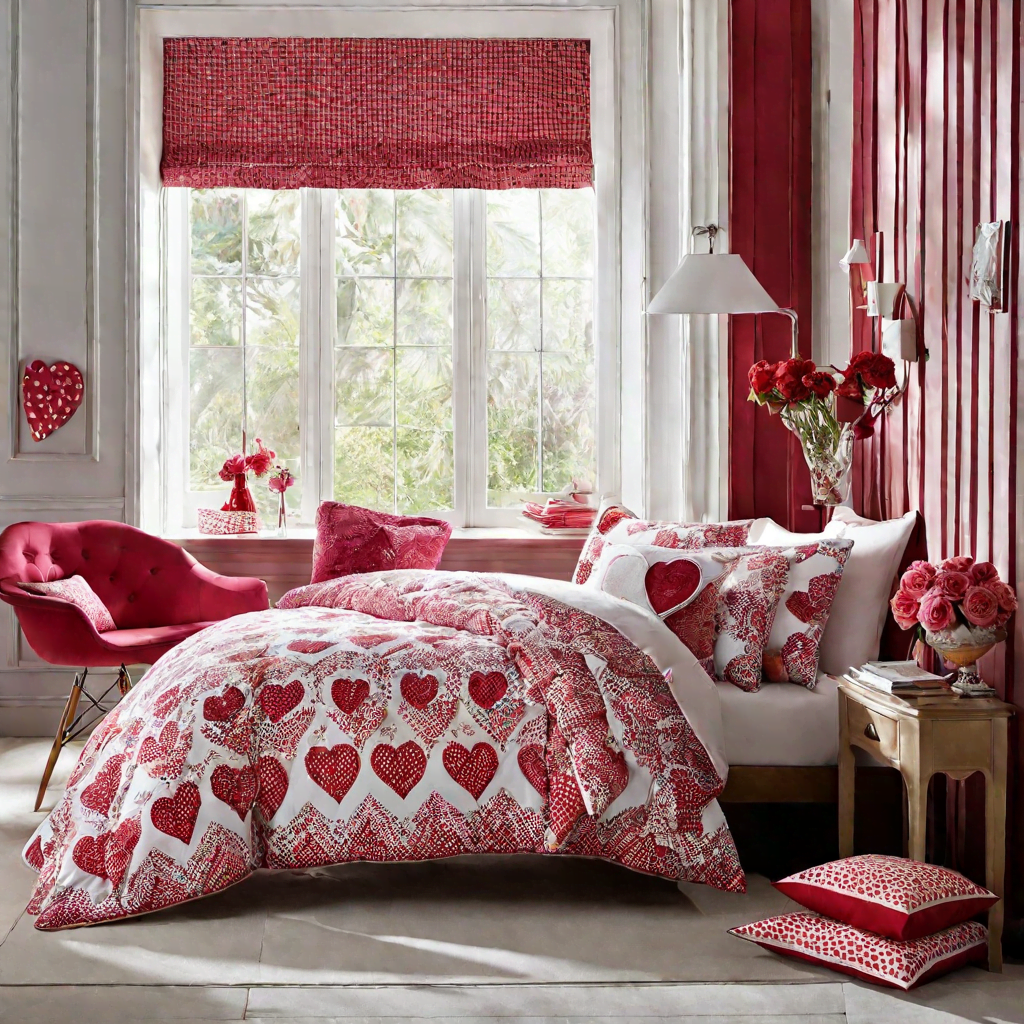 day valentines day choose cushions bedspreads or curtains with romantic patterns such as hearts or