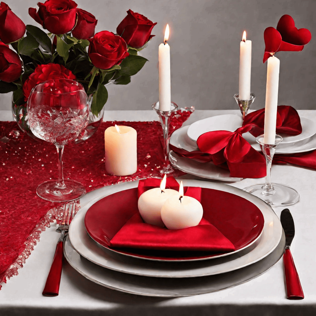 valentines day create a romantic atmosphere on your table with red tablecloths candles hearts or (3)