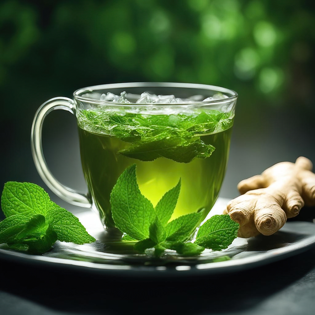 Зеленый чай с мятой и имбирем